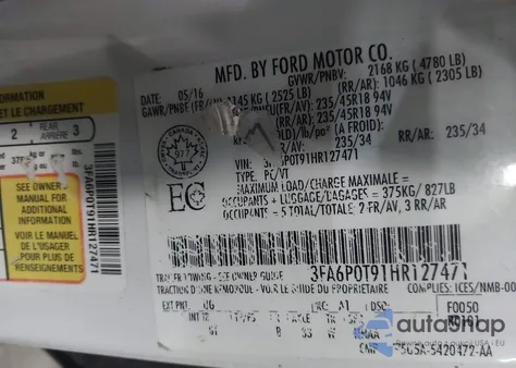 2017 Ford Fusion Se from USA, damaged, VIN 3FA6P0T91HR127471